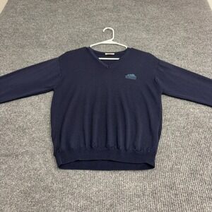Valderrama Marbas Sweater Mens S Navy Blue Wool V-Neck Pullover Golf Classic